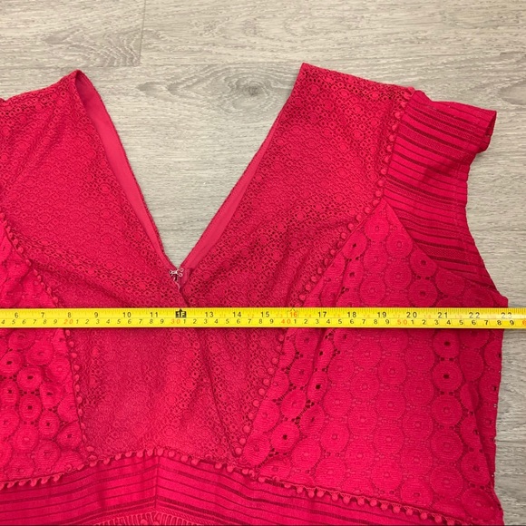 Lane Bryants Red Magenta Eyelet Wrap Dress 22 - Picture 6 of 8